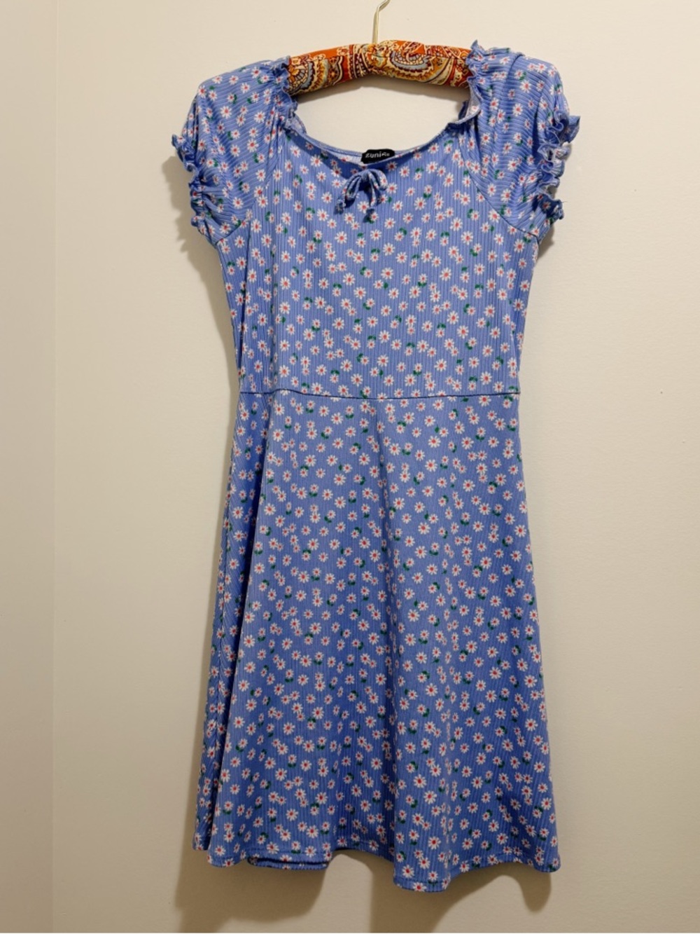 Euro Summer Cottage Y2K Daisy Print Dress in Girls’ L (women’s S/XS) Periwinkle